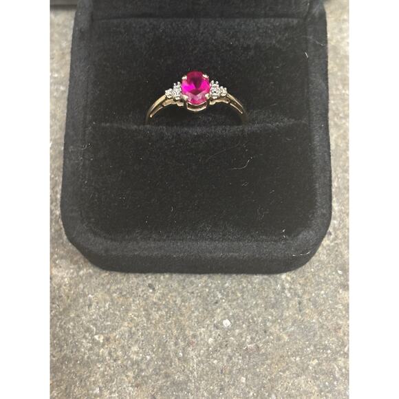 Pink Sapphire Diamond Ring 10k Yellow Gold Stamped Size 7 1.5G - Picture 5 of 12